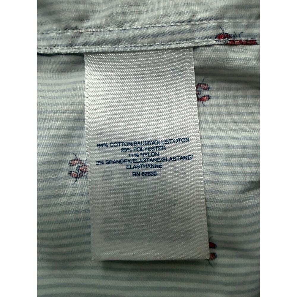Lands’ End Coastal Lobster Blue White Striped Nautical Short Sleeve Shirt - Picture 4 of 7
